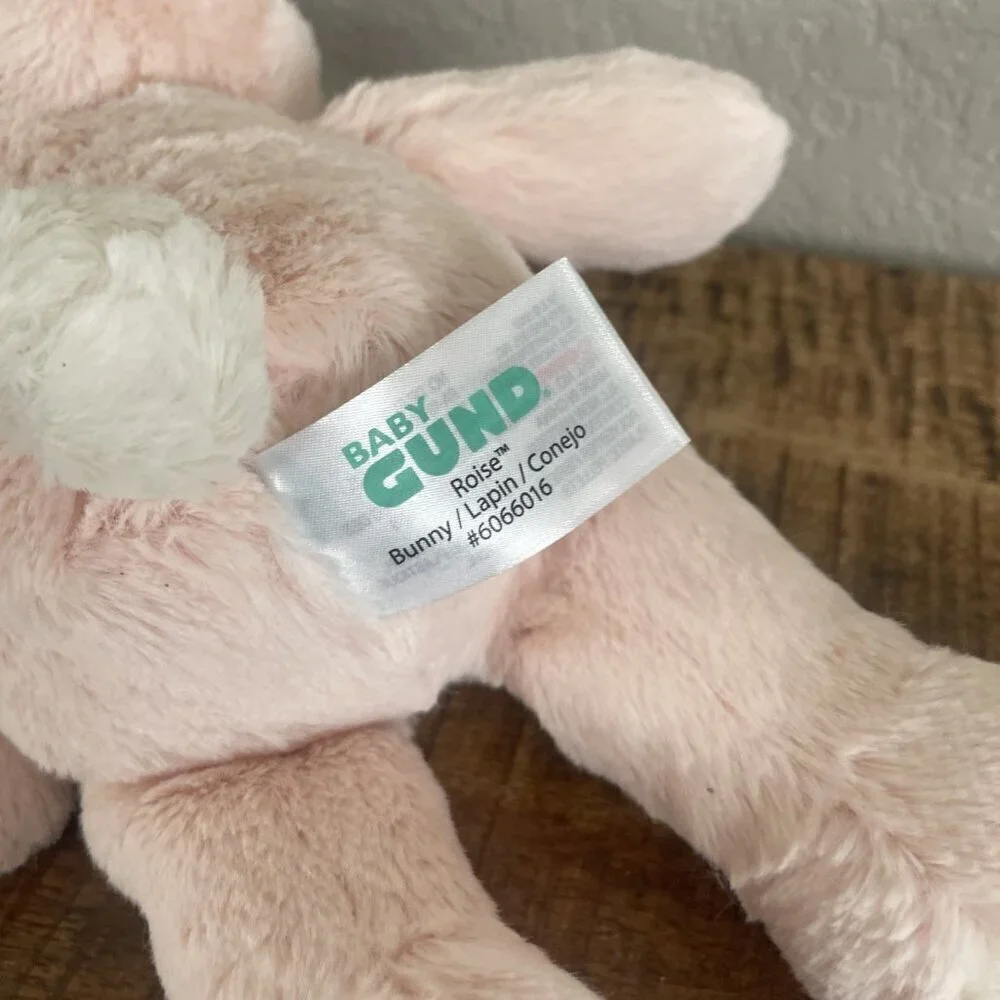 Baby Gund Roise the Bunny Rabbit Plush Pink White Bow Stuffed Animal 6066016